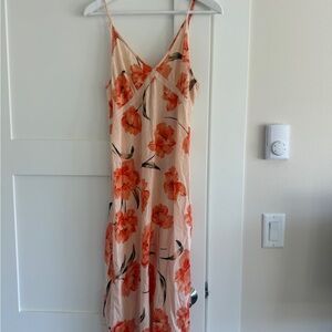 Patrons of Peace Peach and Orange Floral Slip midi Dress